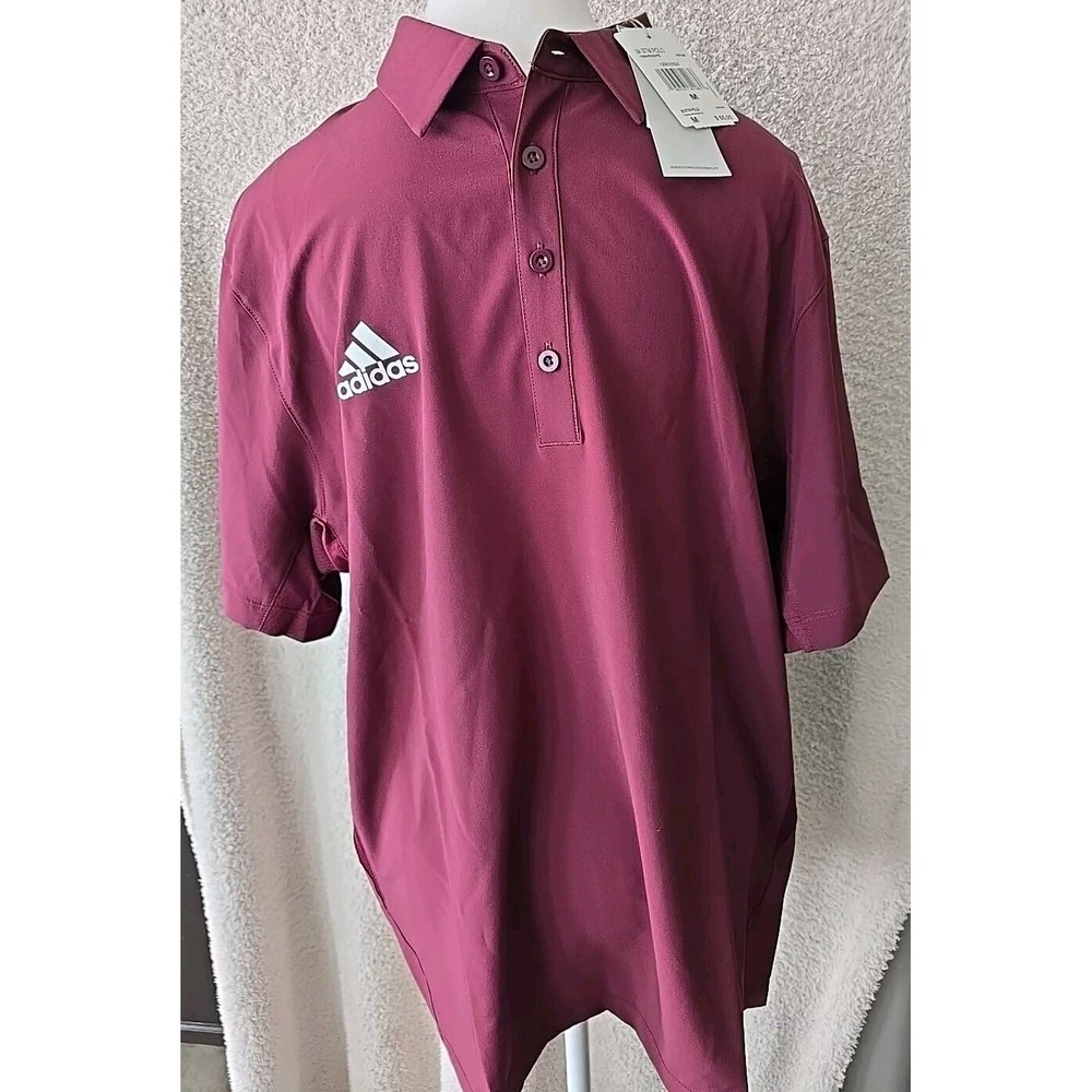 Adidas Men's M STM Polo. Maroon‎ NWT Size M Short Sleeve Shirt Summer Golf